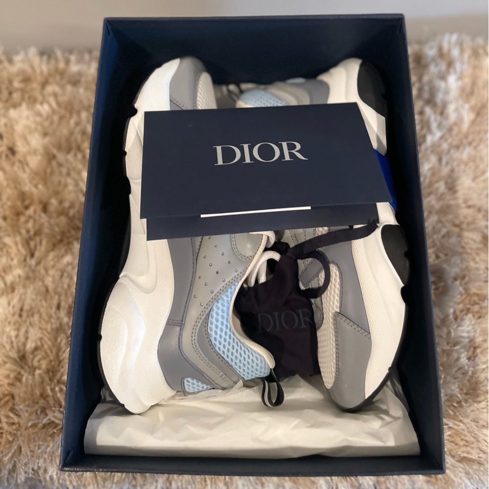 Men’s Dior Sneakers, Size 43 ( 9.5-10)US Grey, Blue, White in color.